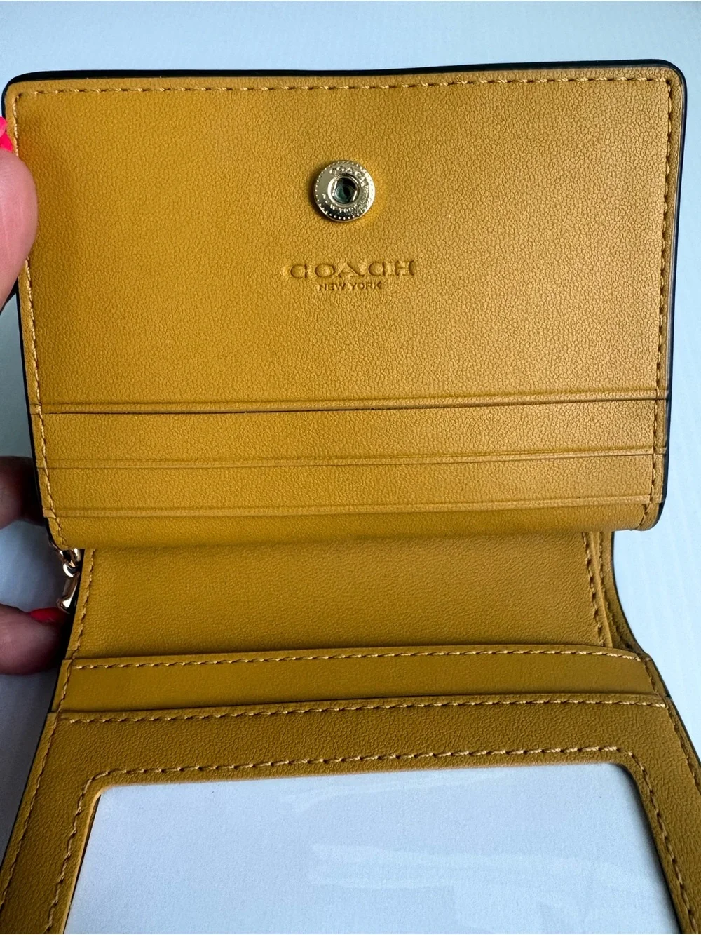 Coach Croc-Embossed Leather Bifold Wallet in Mustard
